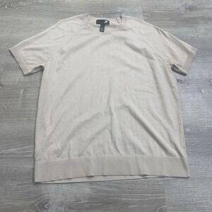 J. Ferrar Mens Crew Neck Short Sleeve Pullover Sweater T-Shirt Beige Size XL